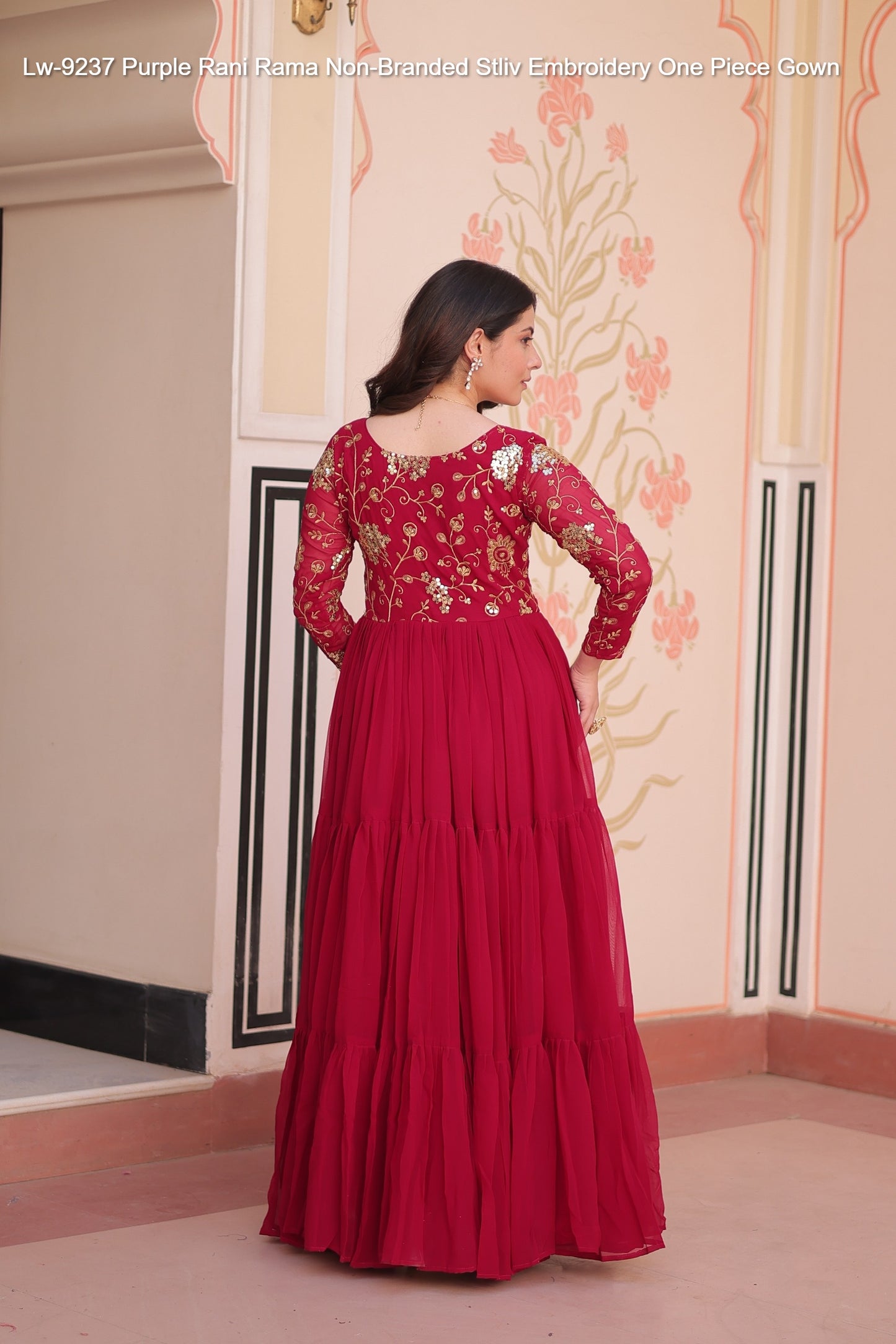 Lw-9237 Purple Rani Rama Non-Branded Stliv Embroidery One Piece Gown