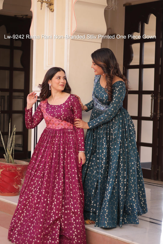 Lw-9242 Rama Rani Non-Branded Stliv Printed One Piece Gown