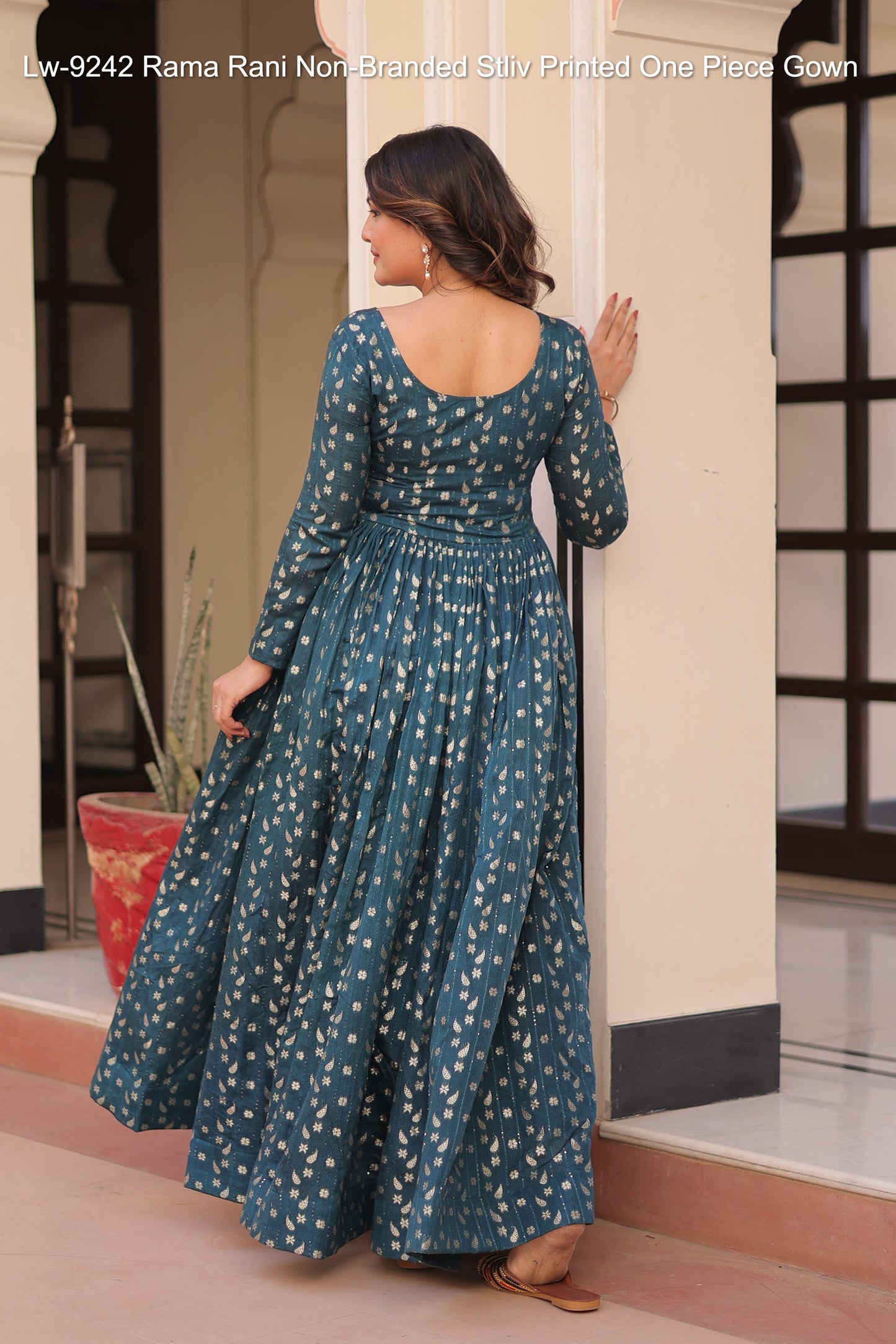 Lw-9242 Rama Rani Non-Branded Stliv Printed One Piece Gown
