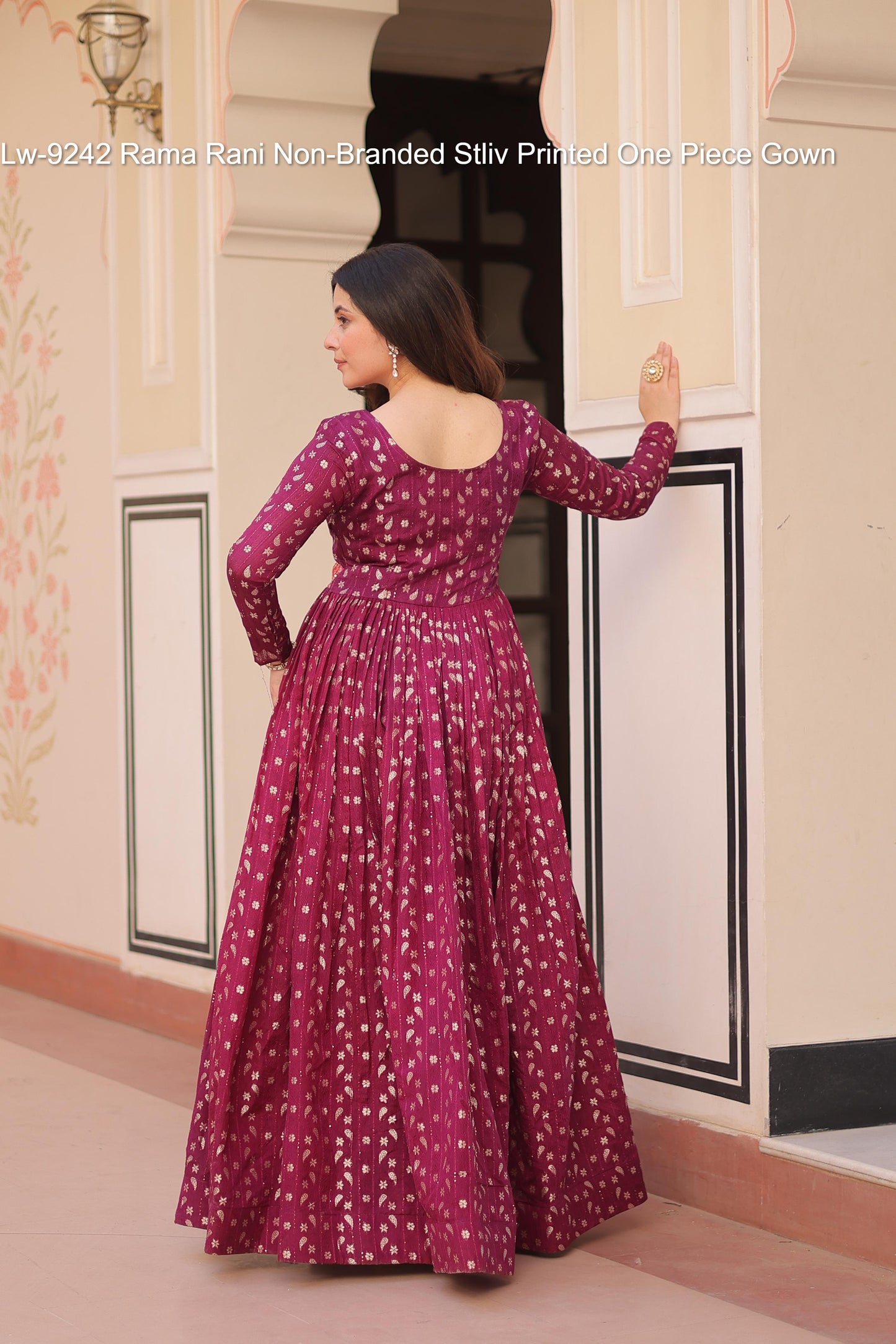 Lw-9242 Rama Rani Non-Branded Stliv Printed One Piece Gown