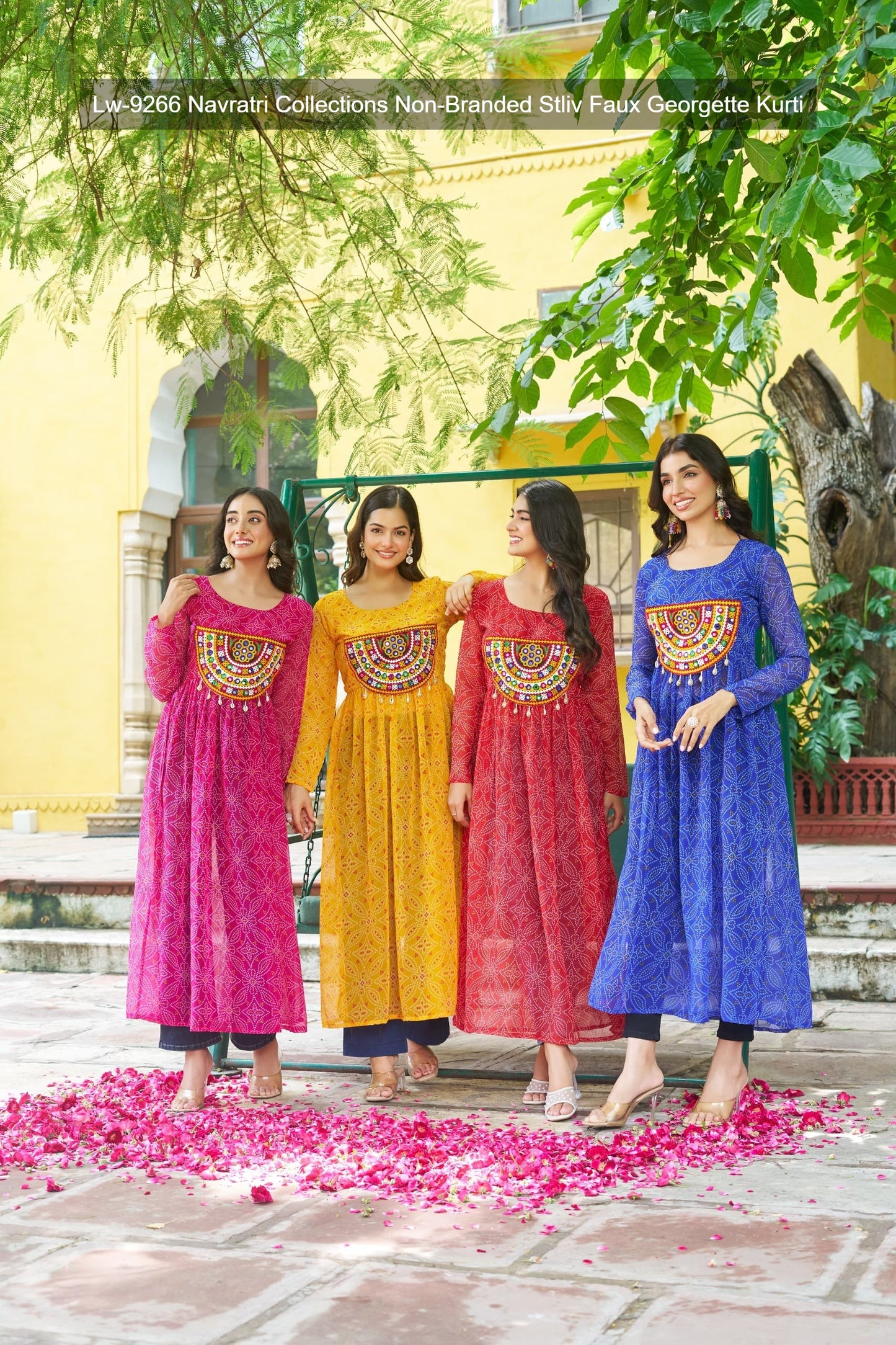 Lw-9266 Navratri Collections Non-Branded Stliv Faux Georgette Kurti