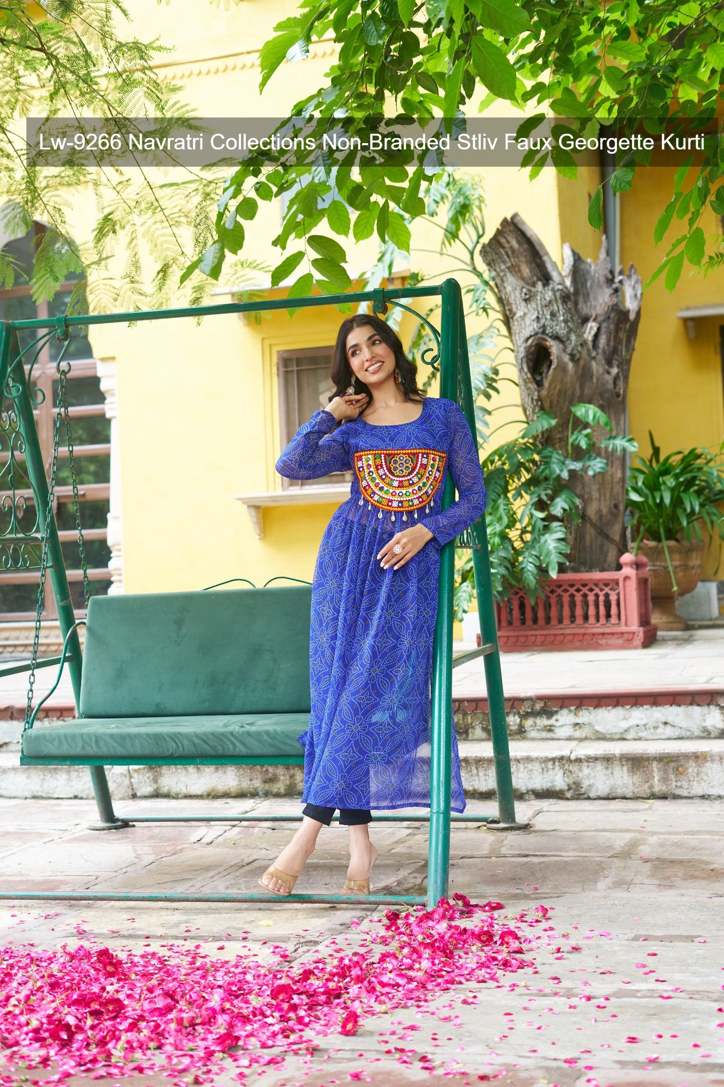 Lw-9266 Navratri Collections Non-Branded Stliv Faux Georgette Kurti