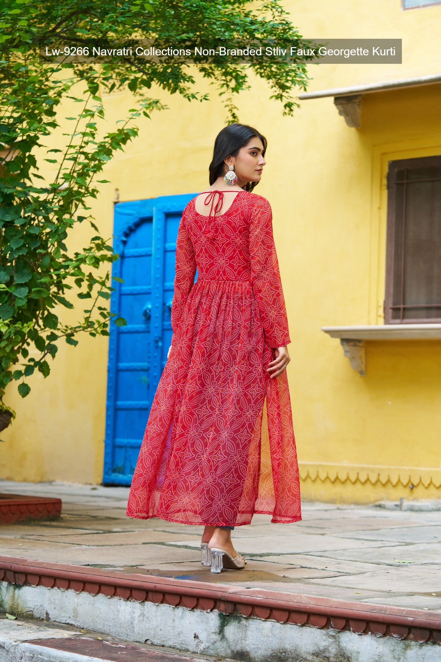 Lw-9266 Navratri Collections Non-Branded Stliv Faux Georgette Kurti