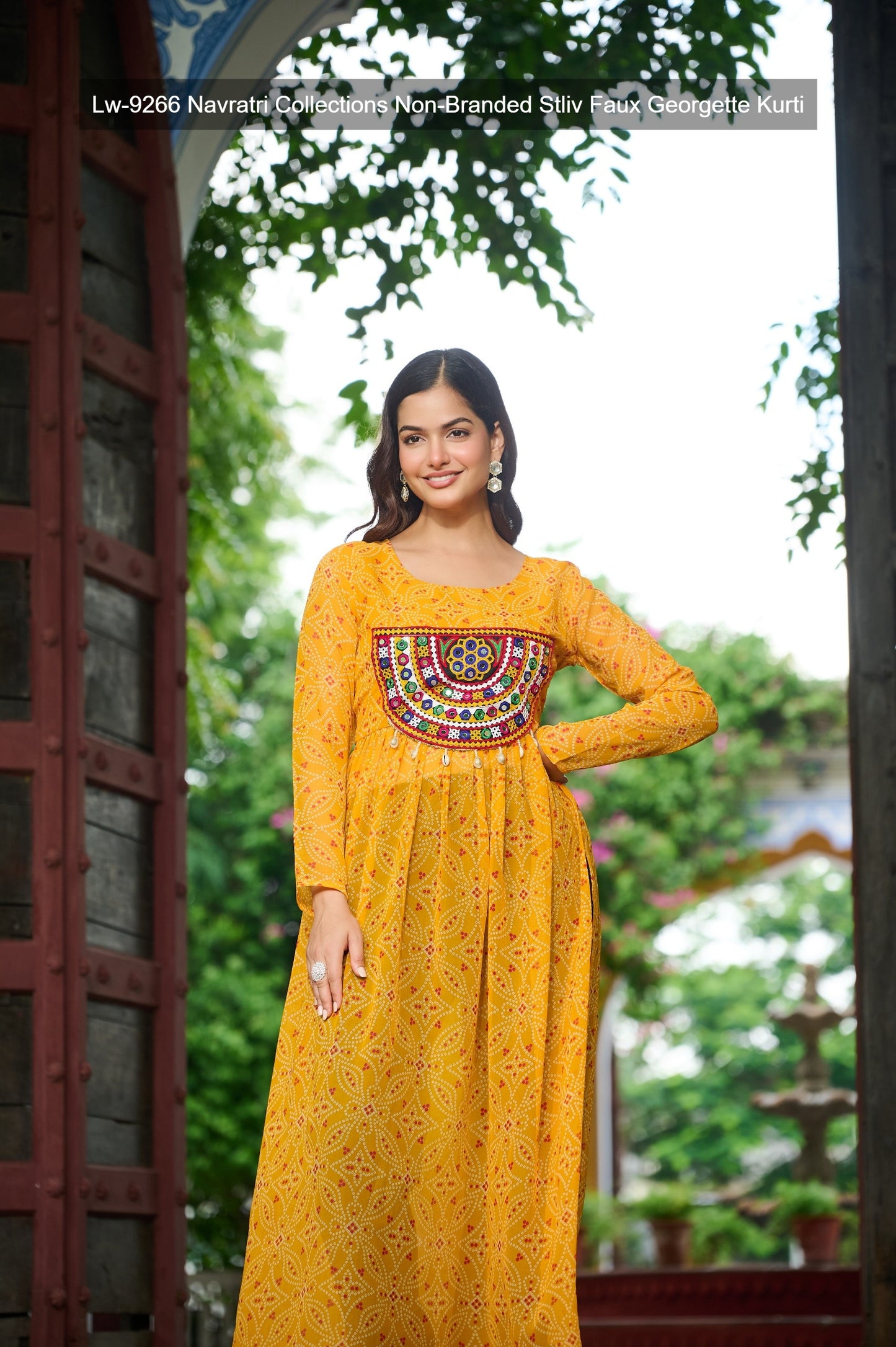 Lw-9266 Navratri Collections Non-Branded Stliv Faux Georgette Kurti