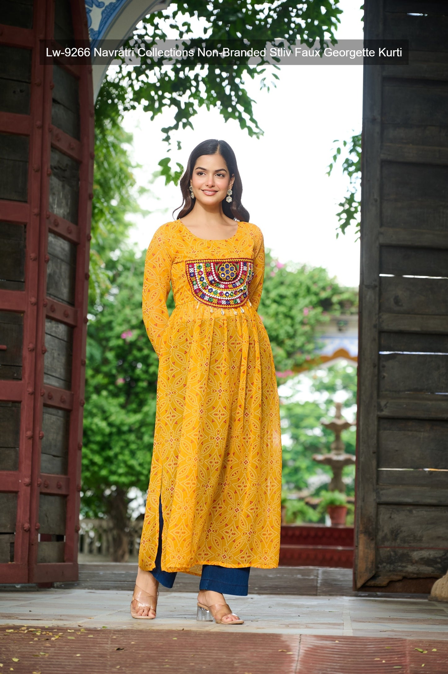 Lw-9266 Navratri Collections Non-Branded Stliv Faux Georgette Kurti
