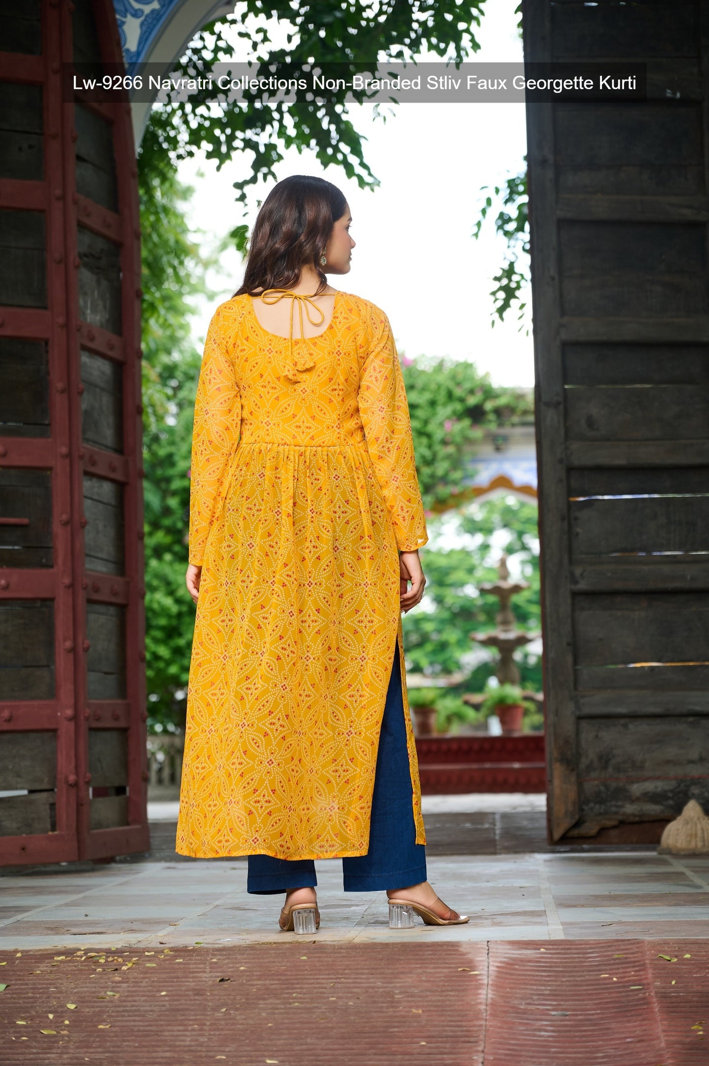 Lw-9266 Navratri Collections Non-Branded Stliv Faux Georgette Kurti