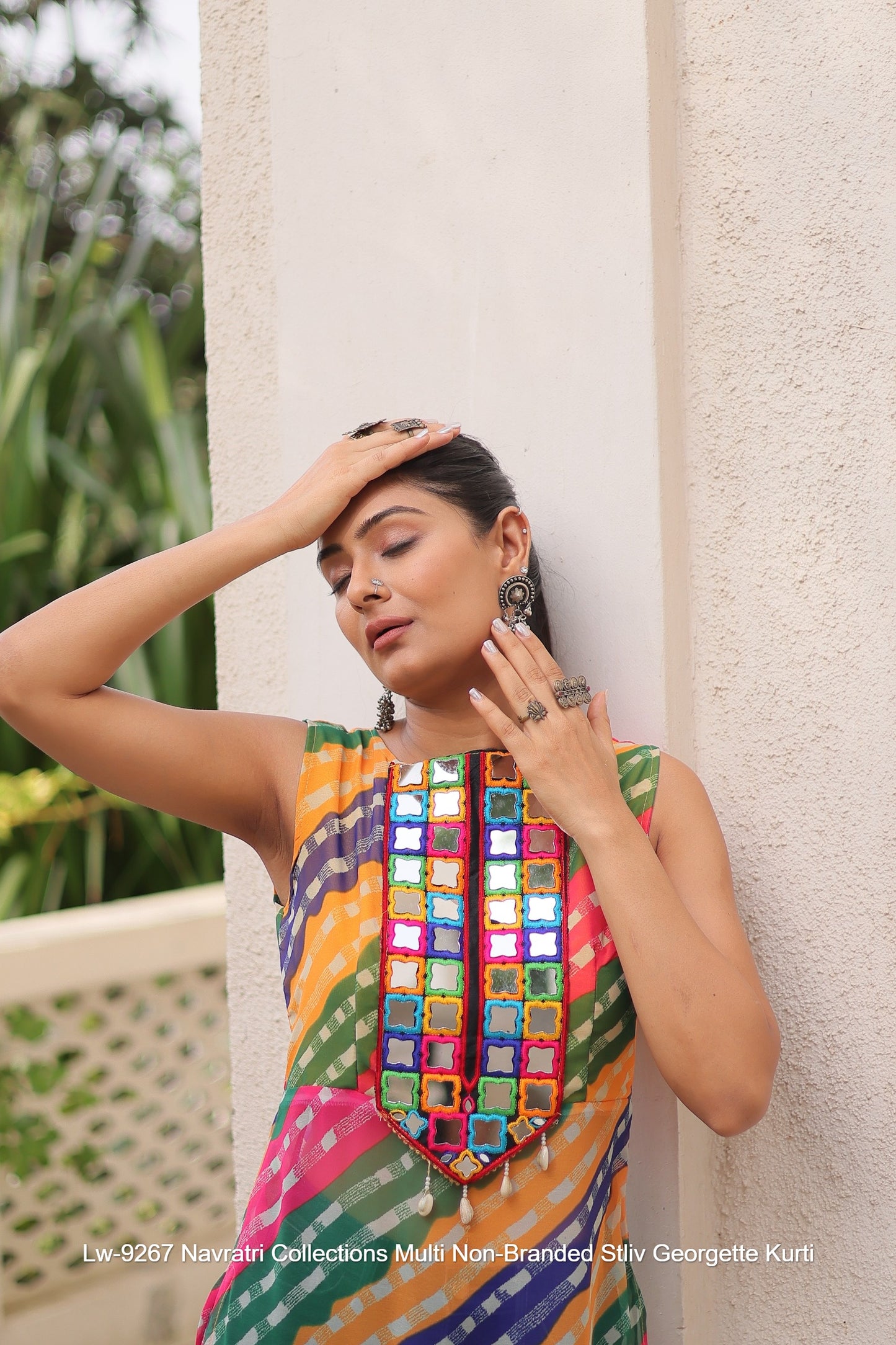 Lw-9267 Navratri Collections Multi Non-Branded Stliv Georgette Kurti