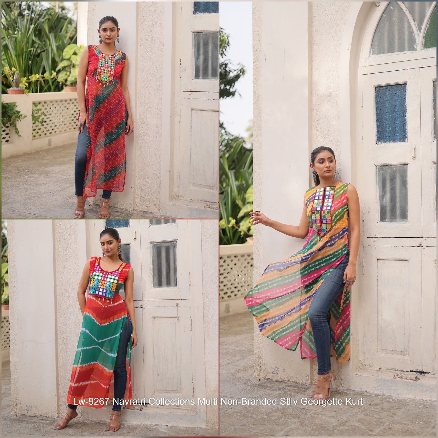 Lw-9267 Navratri Collections Multi Non-Branded Stliv Georgette Kurti