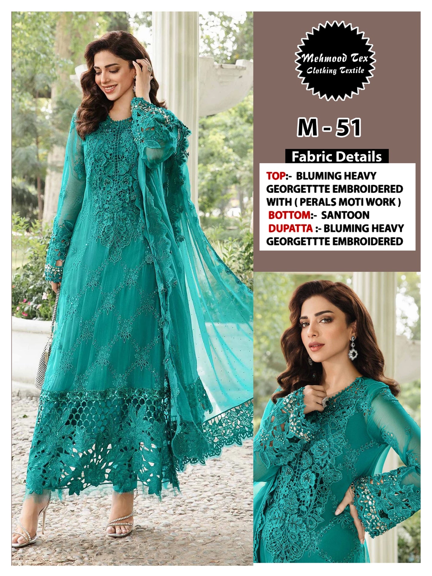M-51 Mehmood Tex Embroidery Pakistani Salwar Suits