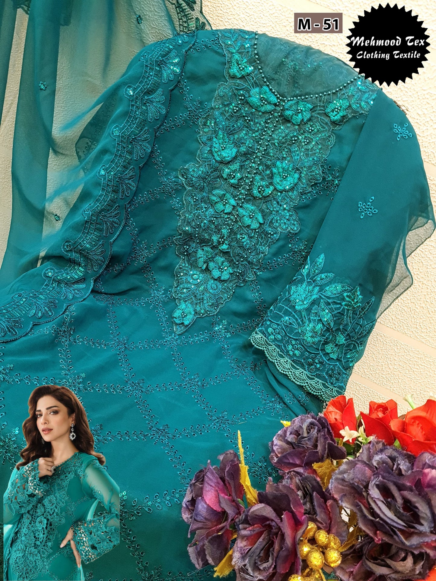 M-51 Mehmood Tex Embroidery Pakistani Salwar Suits