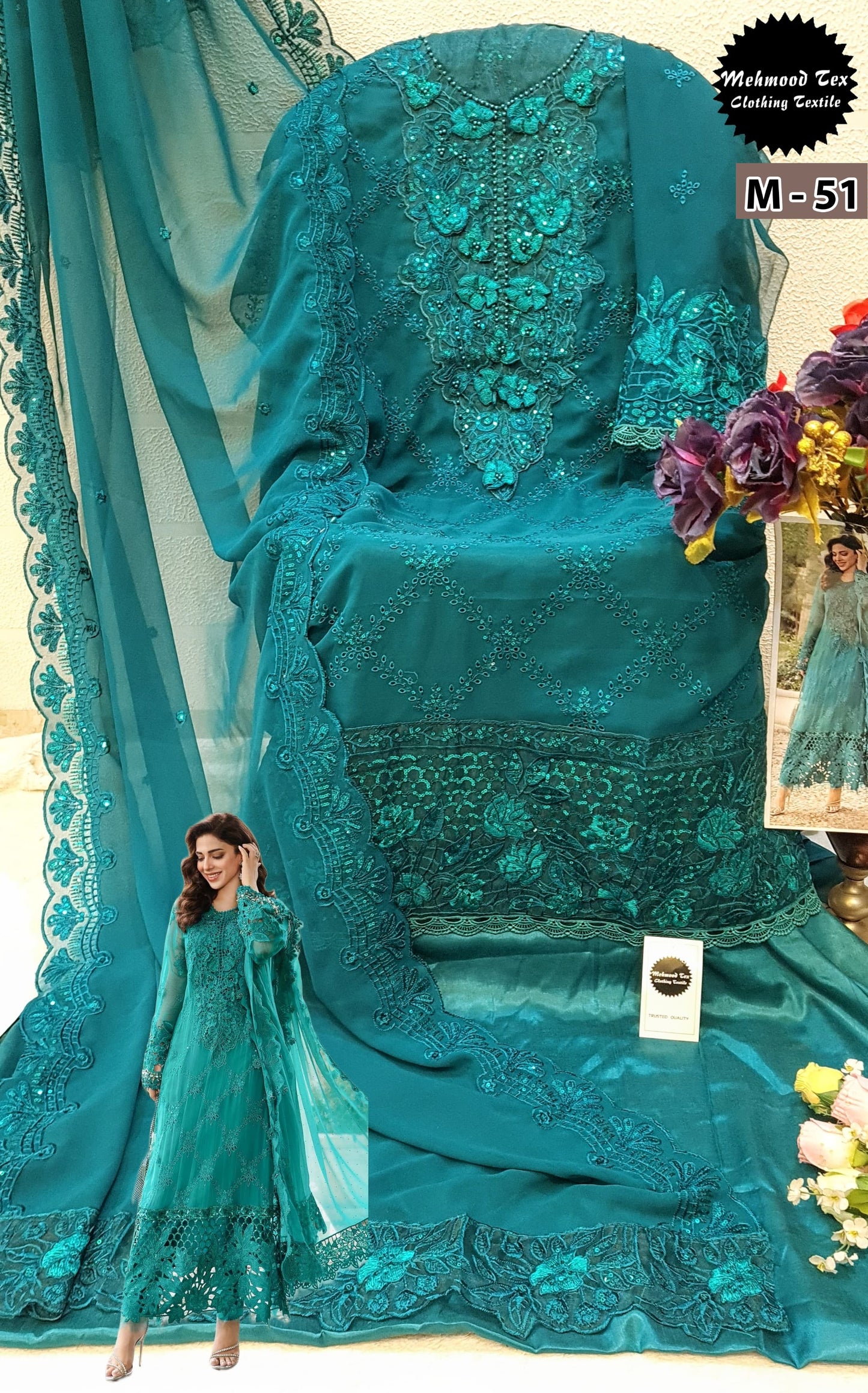 M-51 Mehmood Tex Embroidery Pakistani Salwar Suits