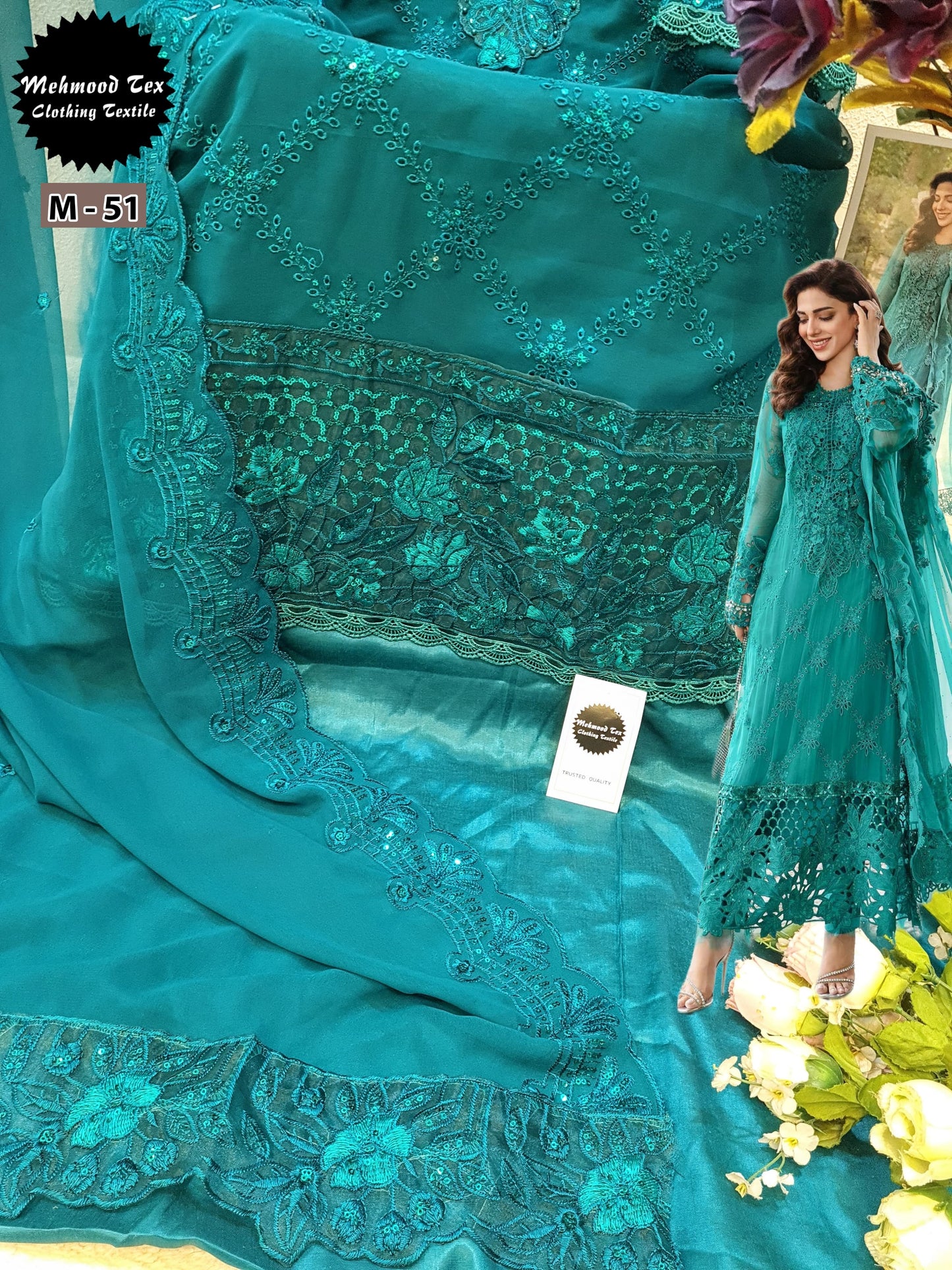 M-51 Mehmood Tex Embroidery Pakistani Salwar Suits
