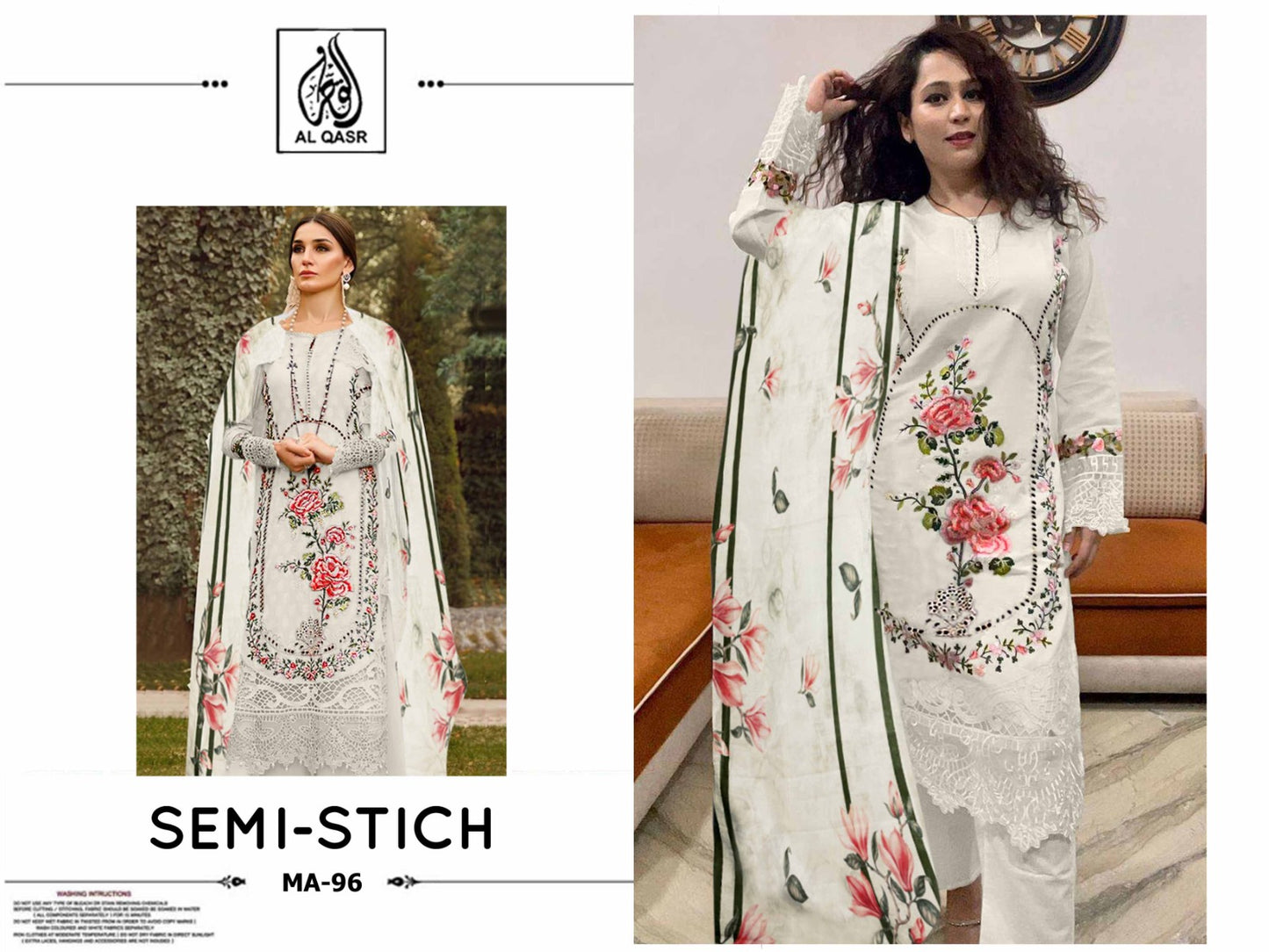 Ma-96 Off White Al Qasr Pure Cotton Pakistani Salwar Suits