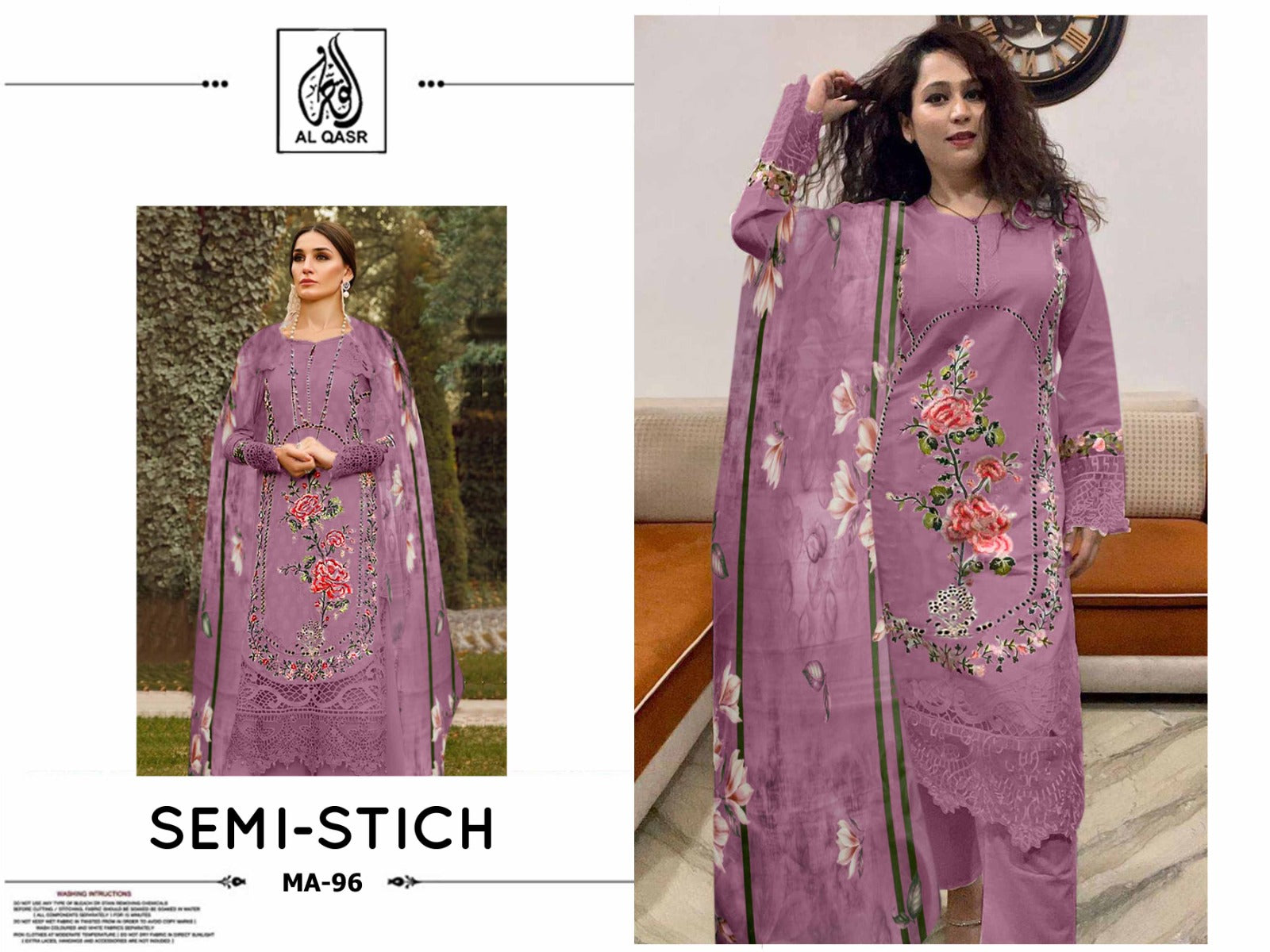 Ma-96 Violet Al Qasr Pure Cotton Pakistani Salwar Suits