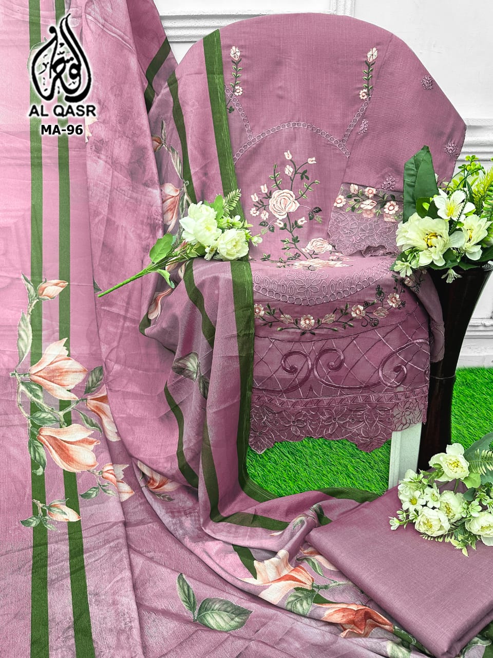 Ma-96 Violet Al Qasr Pure Cotton Pakistani Salwar Suits