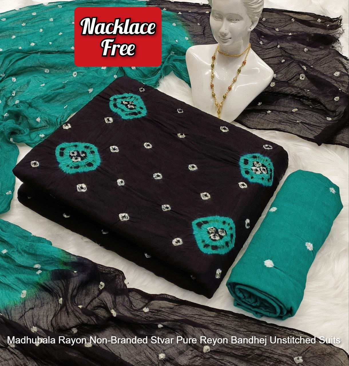 Madhubala Rayon Non-Branded Stvar Pure Reyon Bandhej Unstitched Suits