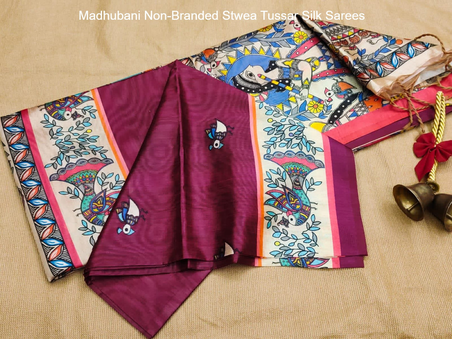 Madhubani Non-Branded Stwea Tussar Silk Sarees