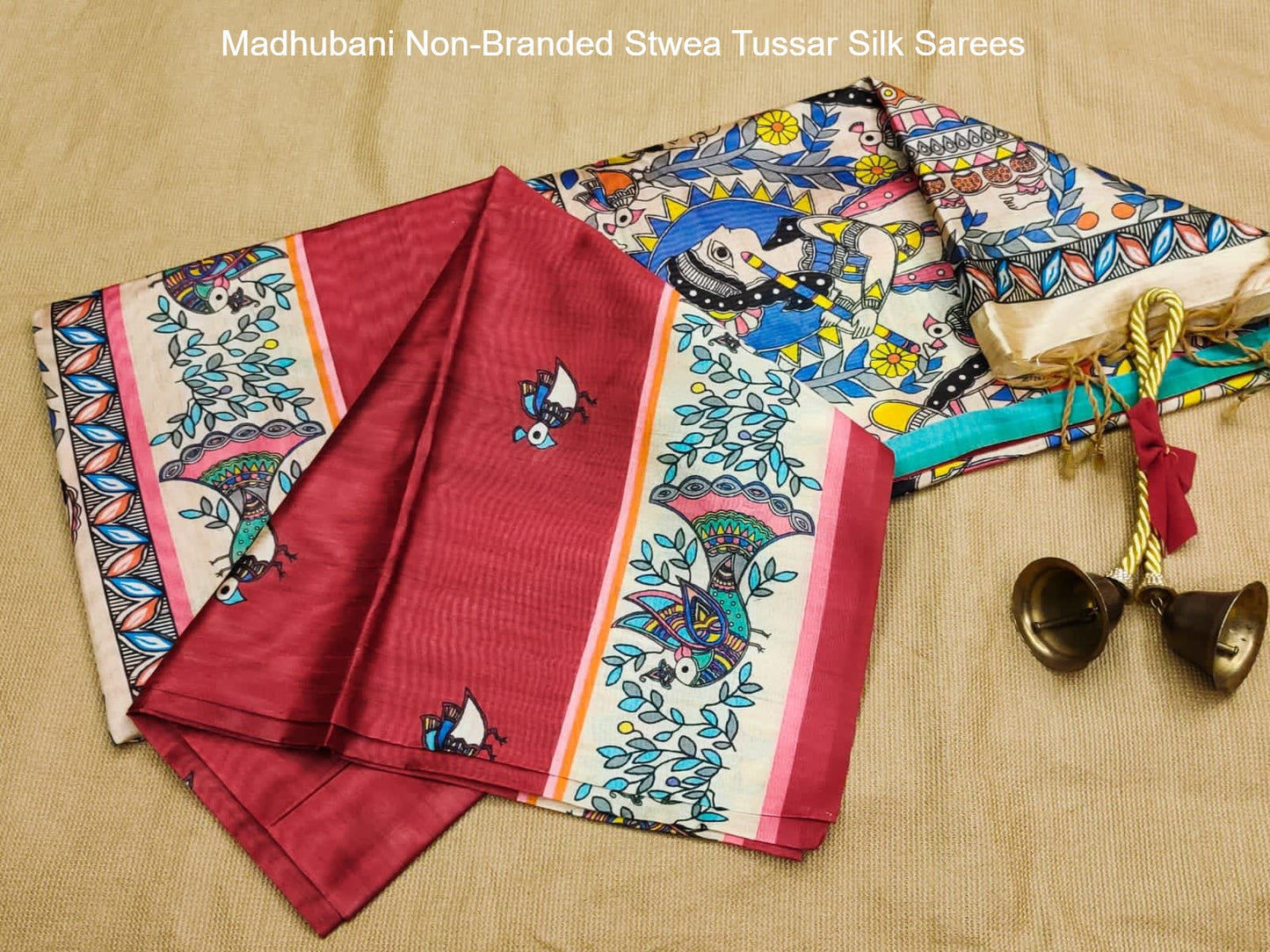 Madhubani Non-Branded Stwea Tussar Silk Sarees