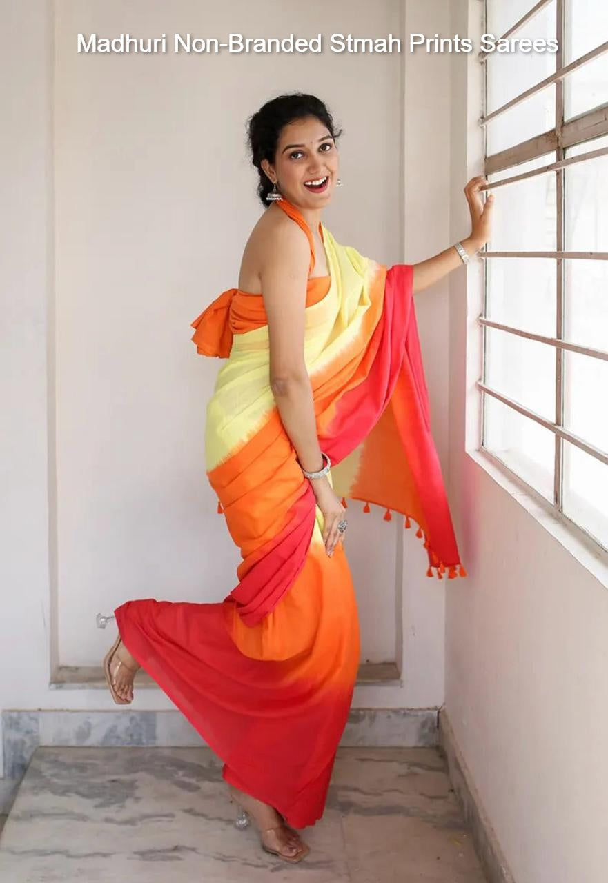 Madhuri Non-Branded Stmah Prints Sarees