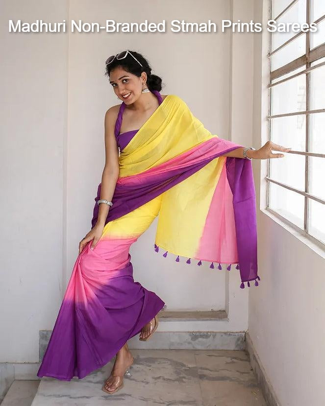 Madhuri Non-Branded Stmah Prints Sarees
