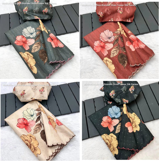 Madhurika Lily Non-Branded Stvan Tussar Silk Sarees