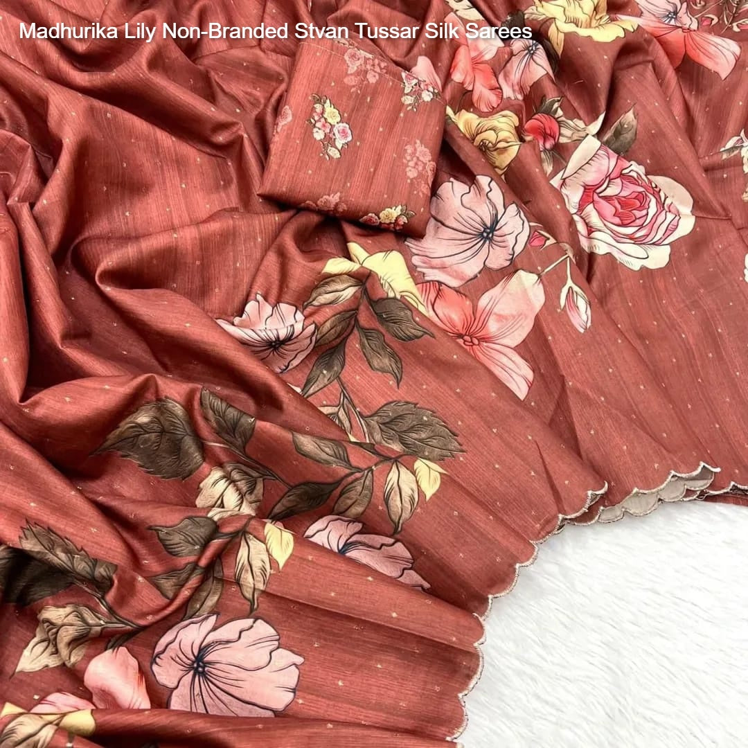Madhurika Lily Non-Branded Stvan Tussar Silk Sarees