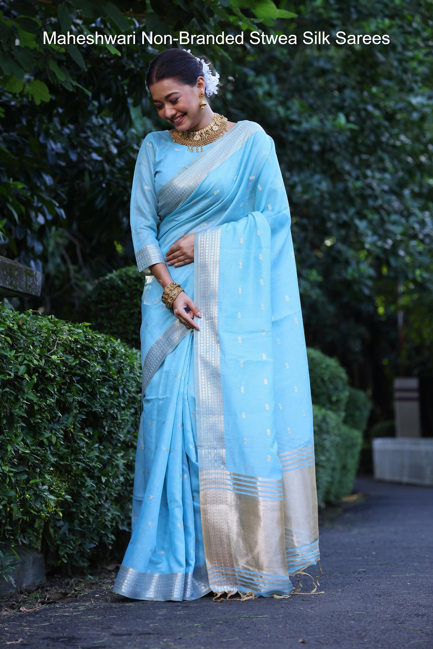 Maheshwari Non-Branded Stwea Silk Sarees