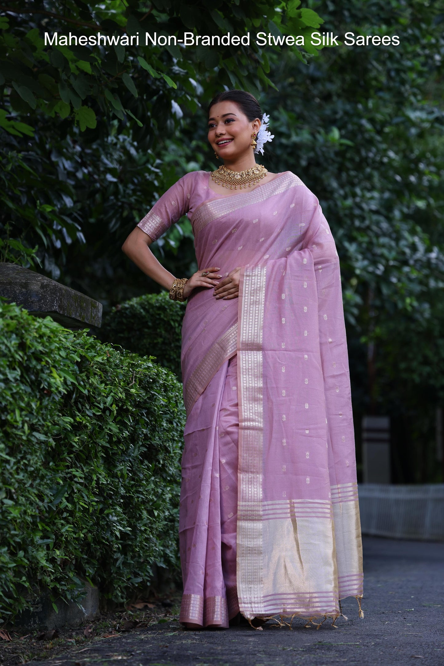Maheshwari Non-Branded Stwea Silk Sarees