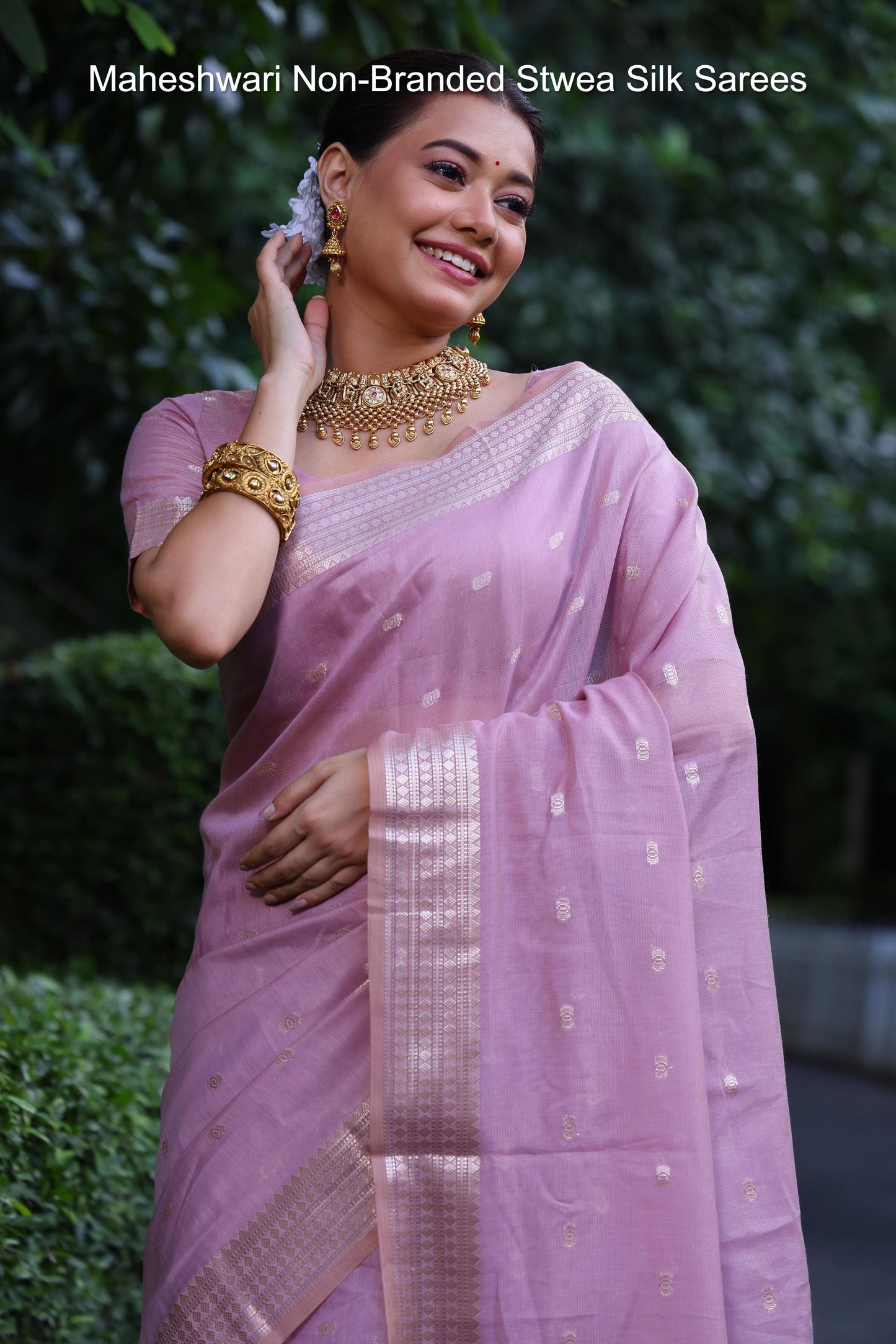 Maheshwari Non-Branded Stwea Silk Sarees