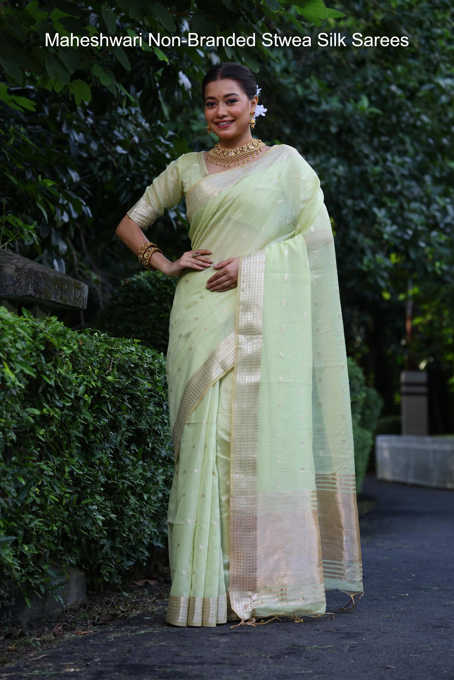 Maheshwari Non-Branded Stwea Silk Sarees