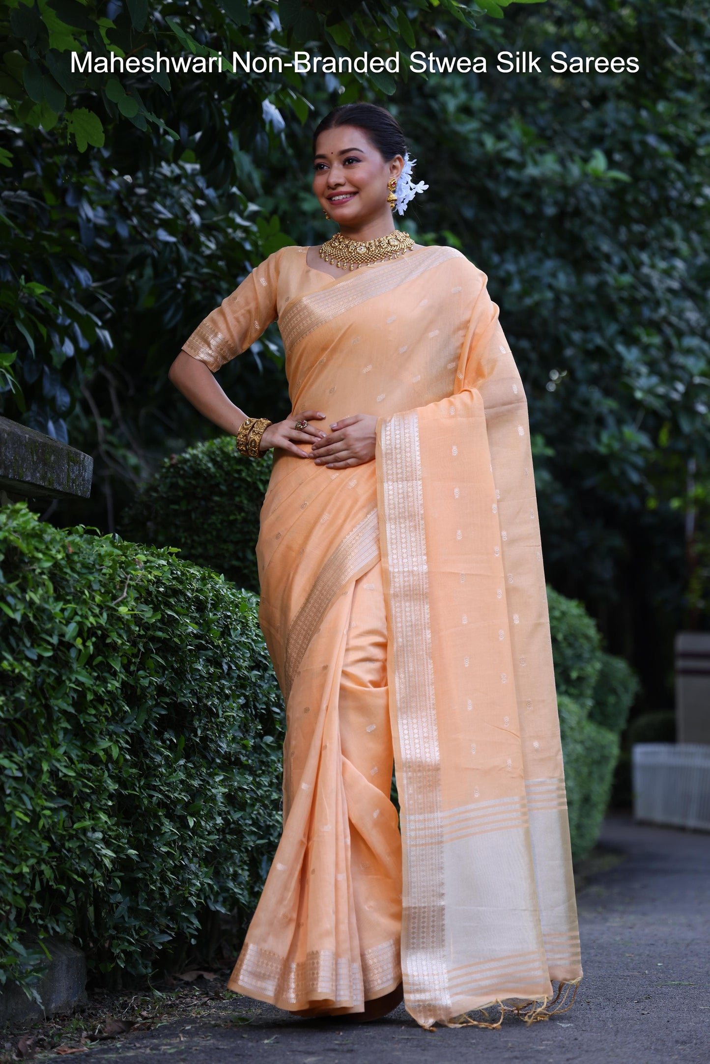Maheshwari Non-Branded Stwea Silk Sarees