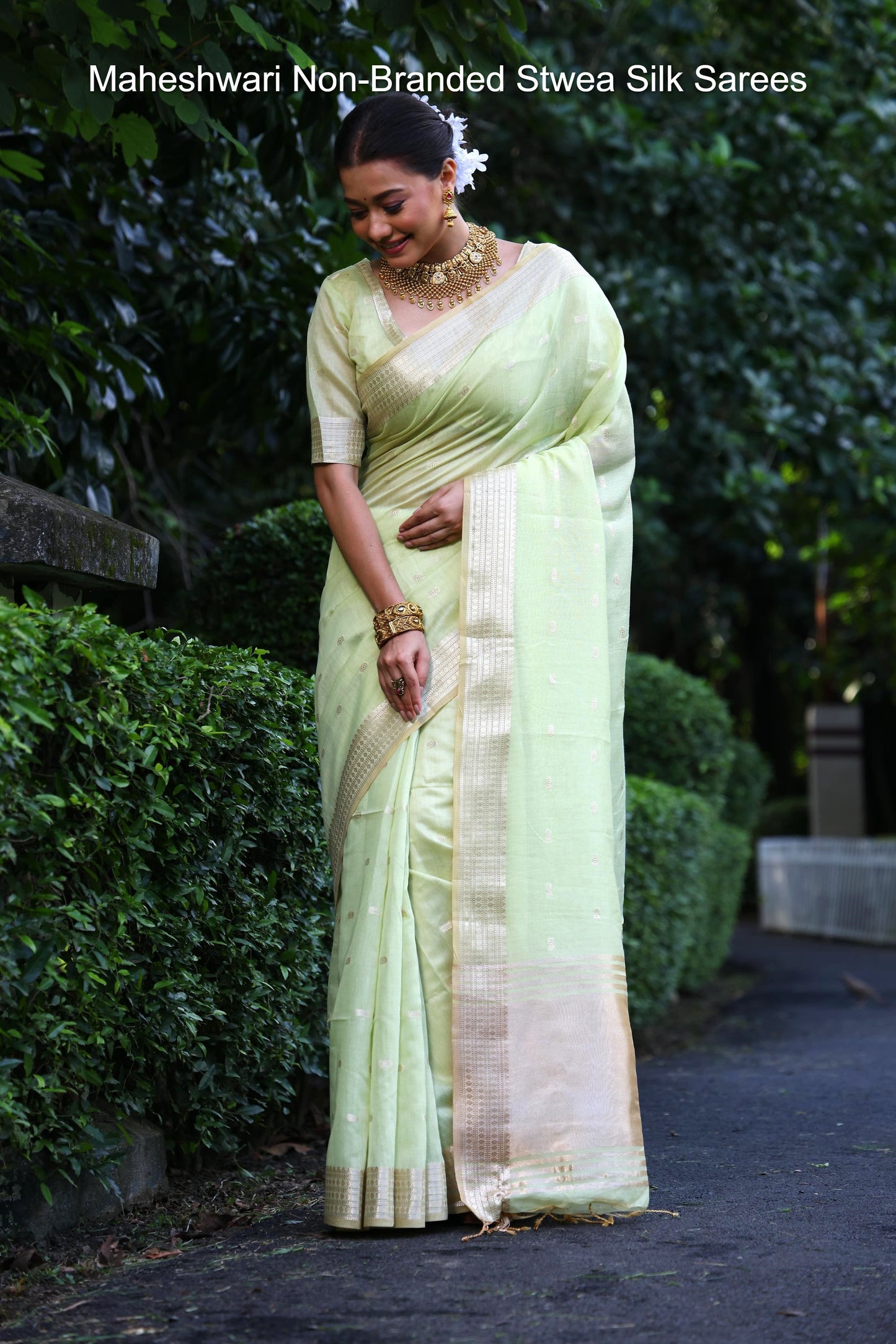 Maheshwari Non-Branded Stwea Silk Sarees