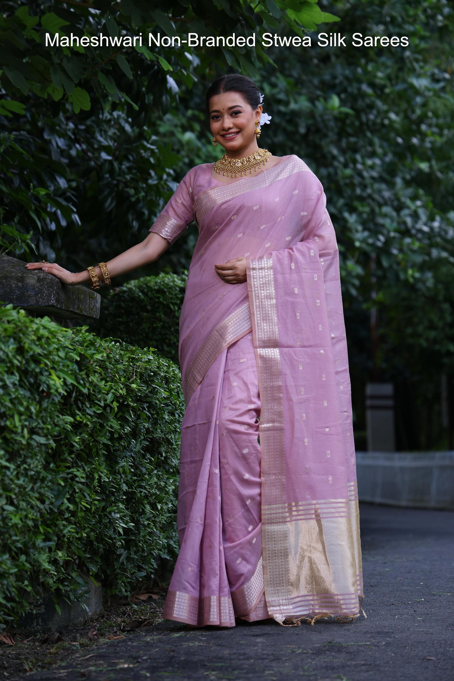 Maheshwari Non-Branded Stwea Silk Sarees