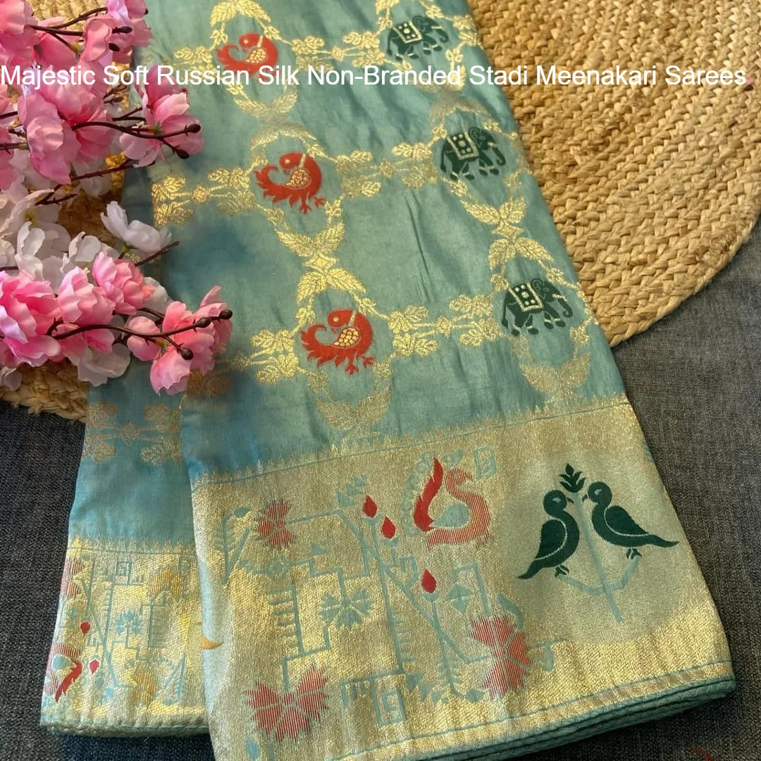Majestic Soft Russian Silk Non-Branded Stadi Meenakari Sarees