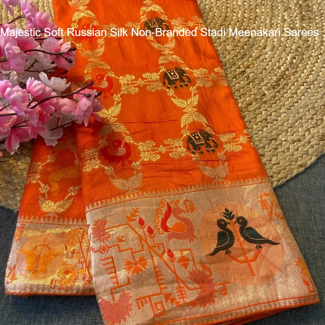 Majestic Soft Russian Silk Non-Branded Stadi Meenakari Sarees