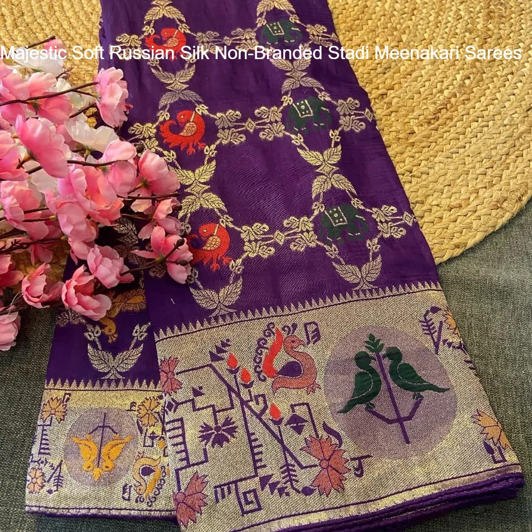 Majestic Soft Russian Silk Non-Branded Stadi Meenakari Sarees
