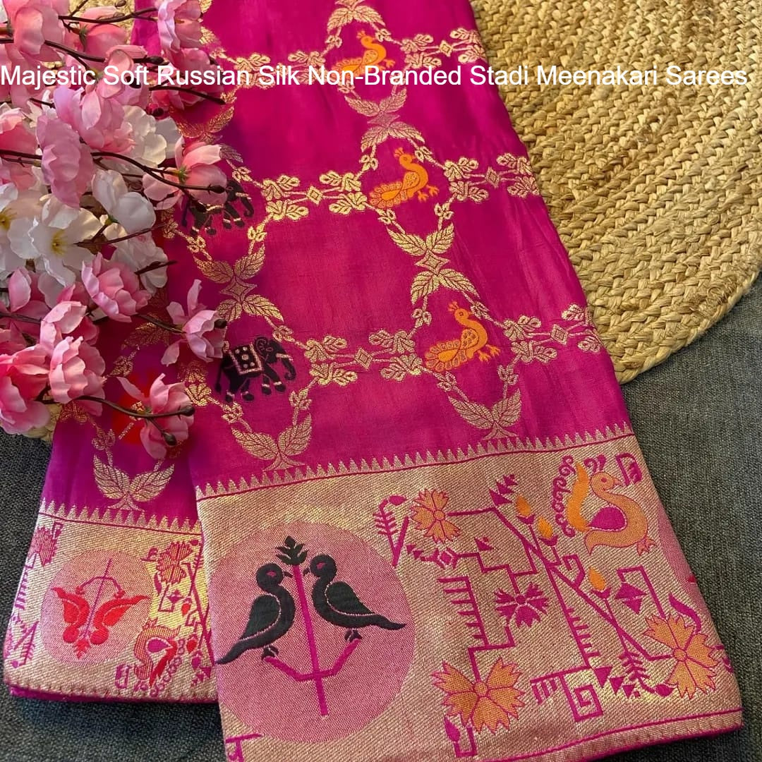 Majestic Soft Russian Silk Non-Branded Stadi Meenakari Sarees