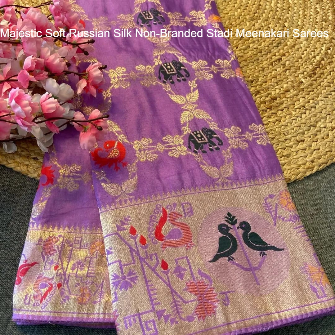 Majestic Soft Russian Silk Non-Branded Stadi Meenakari Sarees