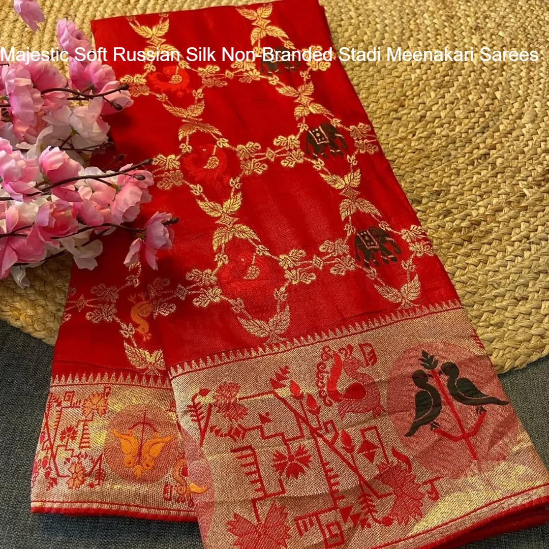 Majestic Soft Russian Silk Non-Branded Stadi Meenakari Sarees