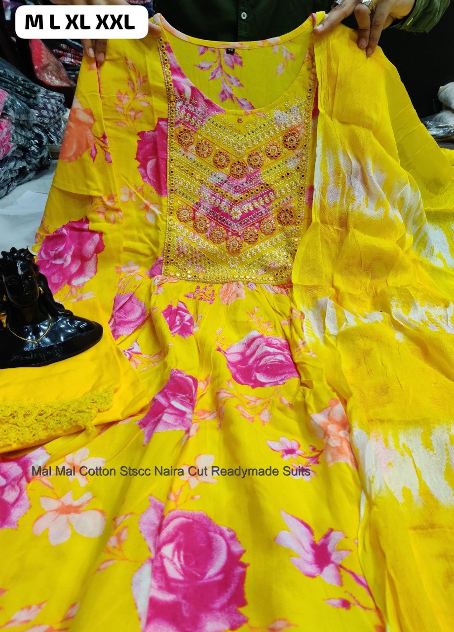 Mal Mal Cotton Stscc Naira Cut Readymade Suits