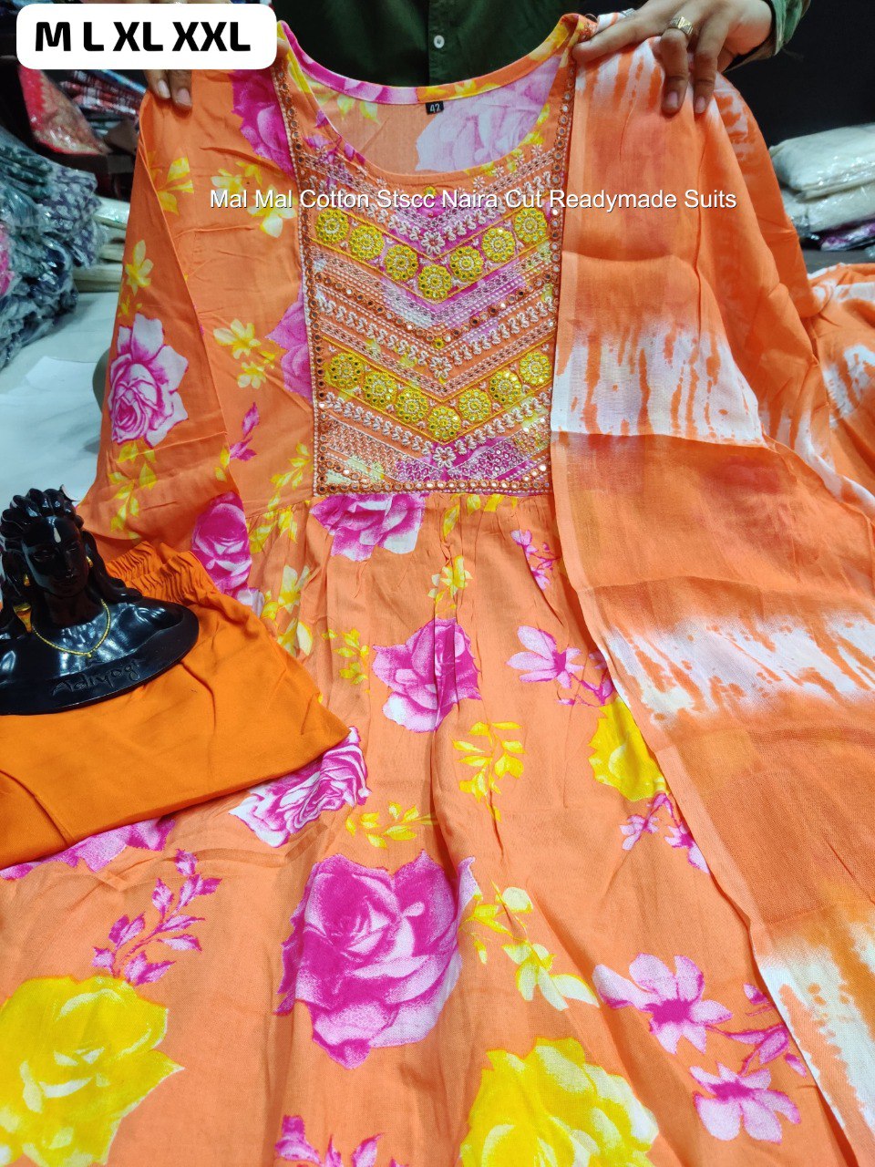 Mal Mal Cotton Stscc Naira Cut Readymade Suits