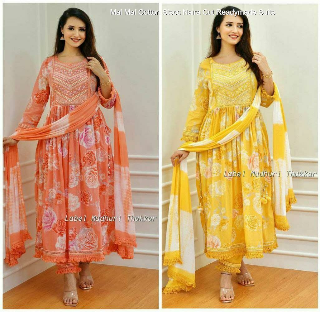 Mal Mal Cotton Stscc Naira Cut Readymade Suits