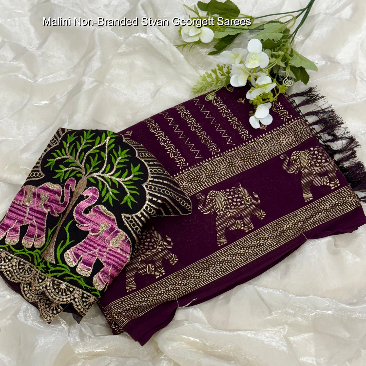 Malini Non-Branded Stvan Georgett Sarees