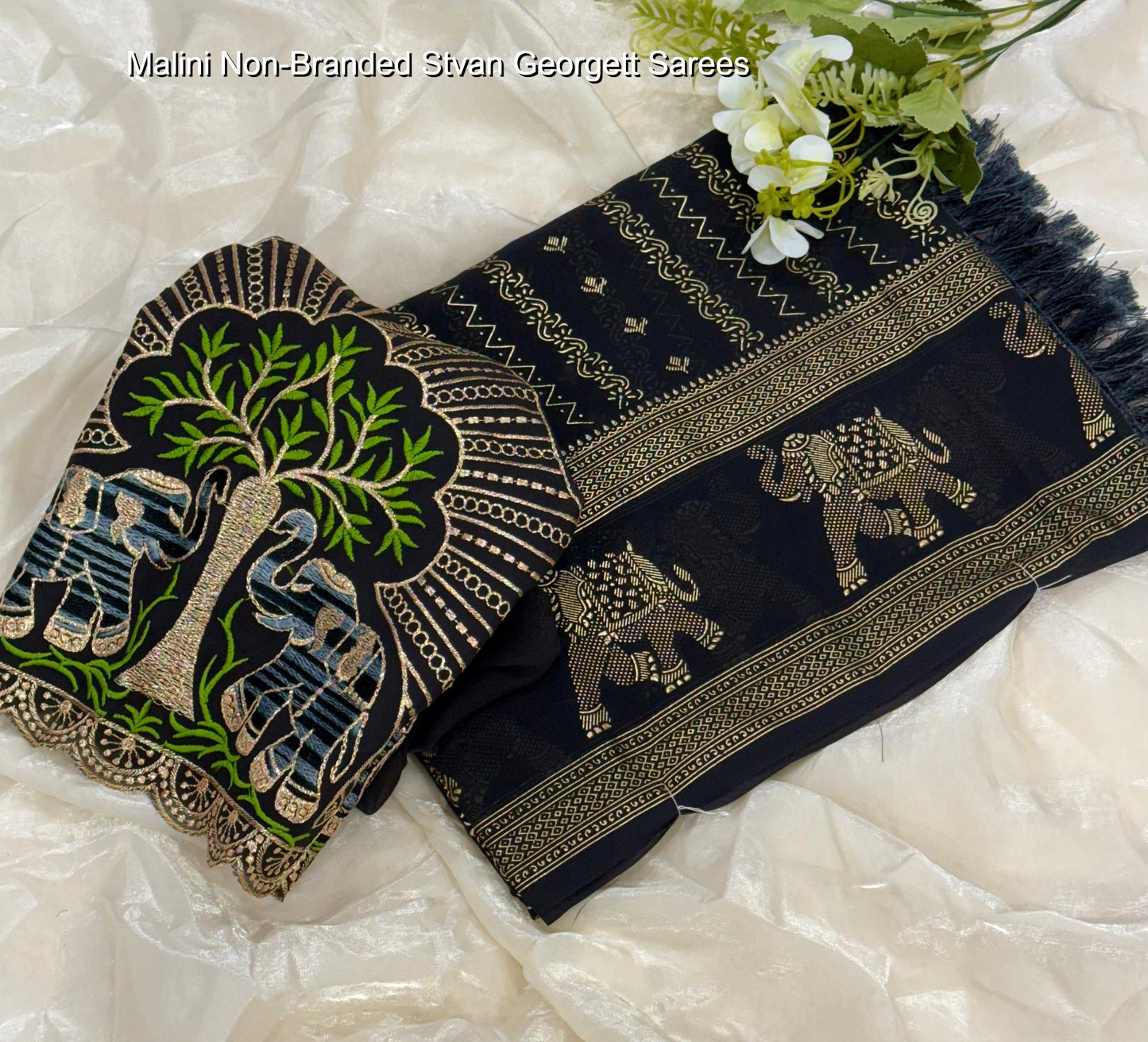 Malini Non-Branded Stvan Georgett Sarees