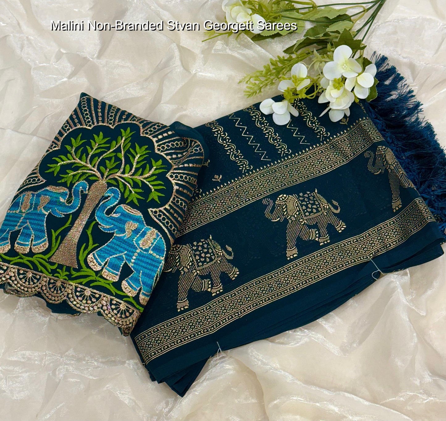 Malini Non-Branded Stvan Georgett Sarees