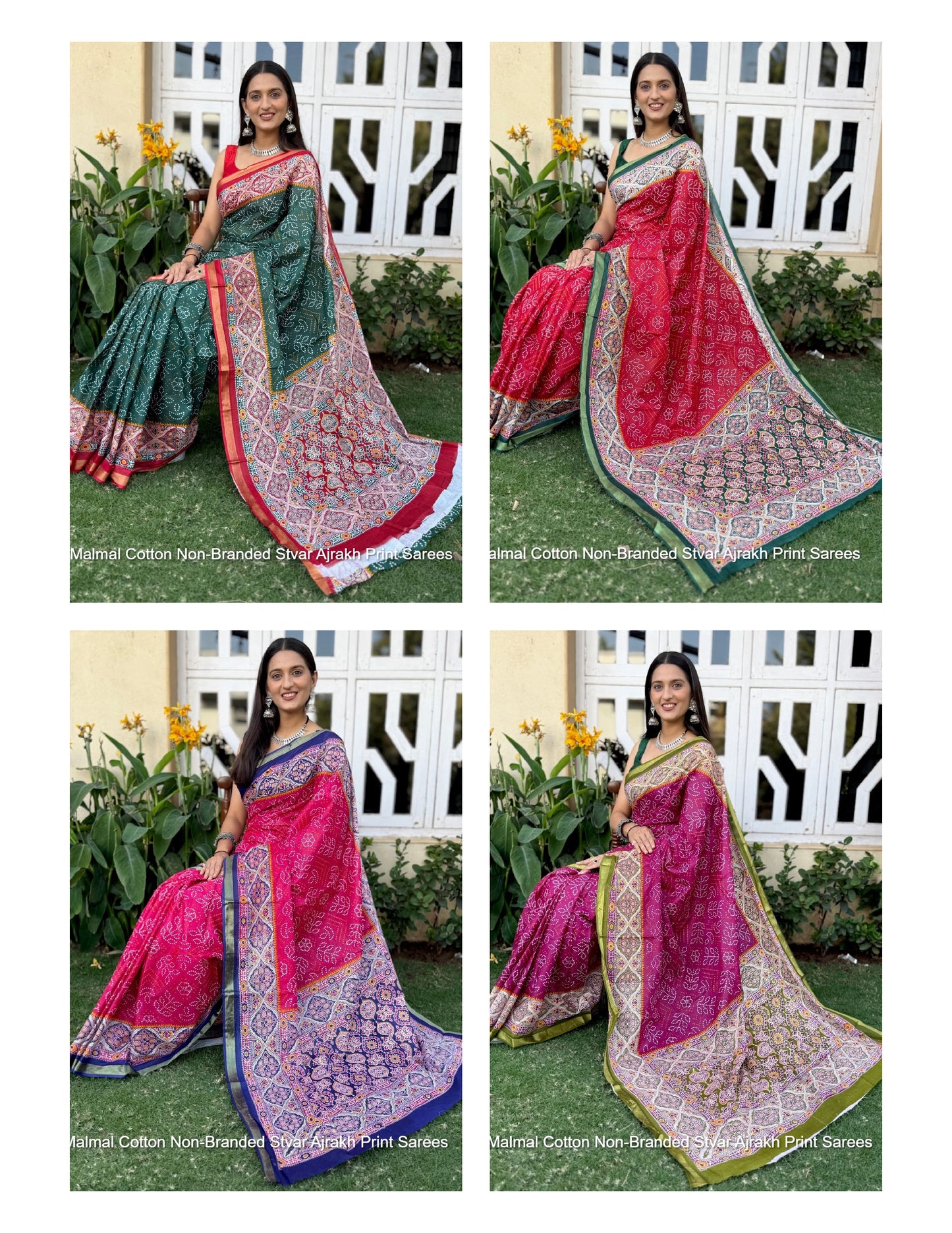 Malmal Cotton Non-Branded Stvar Ajrakh Print Sarees