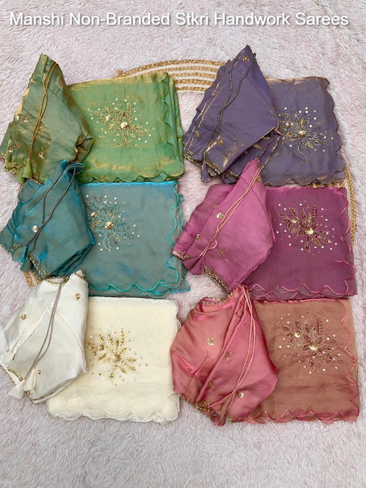 Manshi Non-Branded Stkri Handwork Sarees
