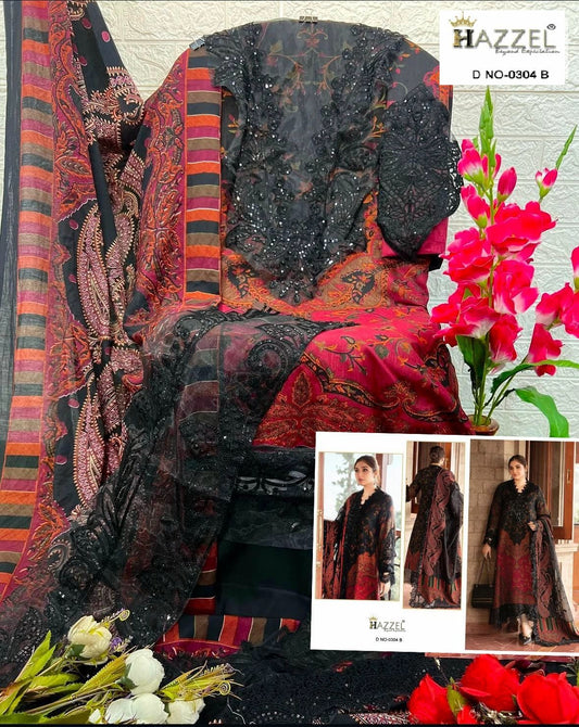 Maria B 0304 B Hazzel Embroidery Pakistani Patch Suits