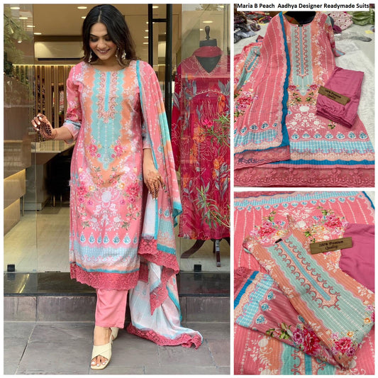 Maria B Peach Aadhya Designer Pakistani Readymade Suits