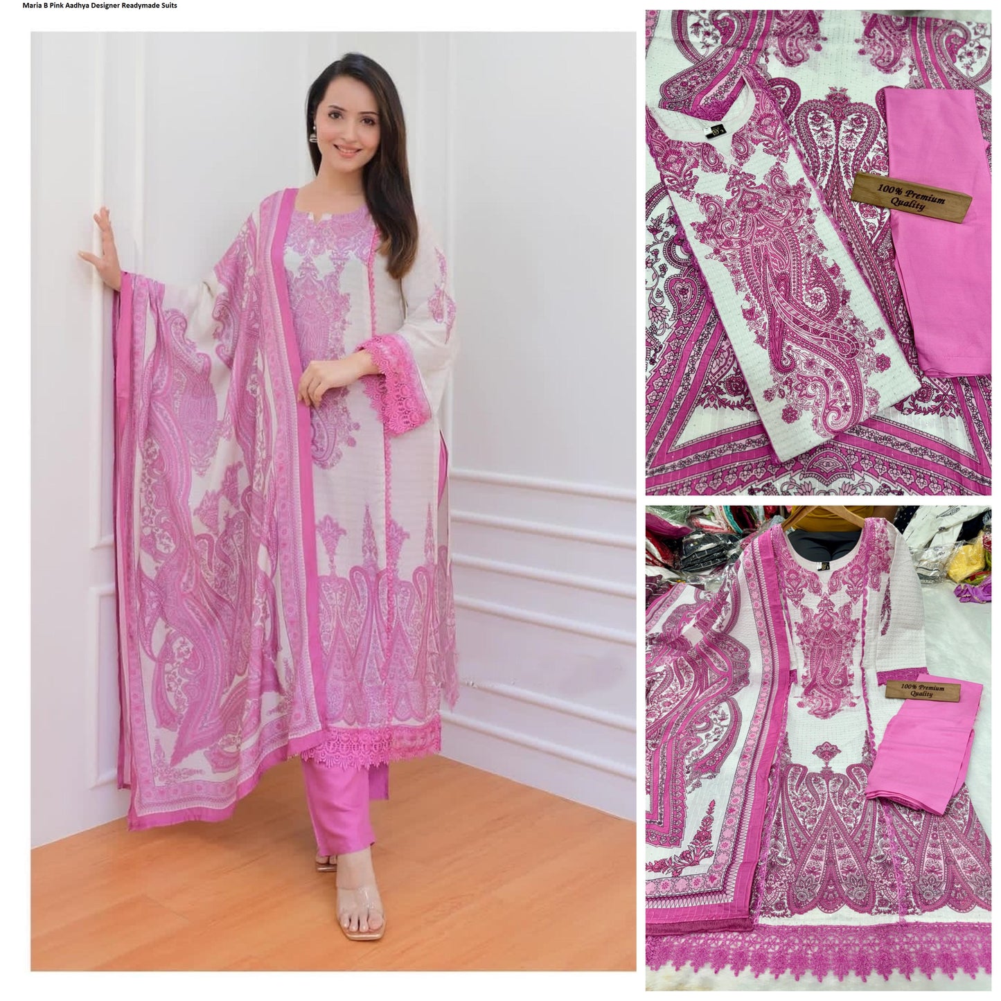 Maria B Pink Aadhya Designer Readymade Suits